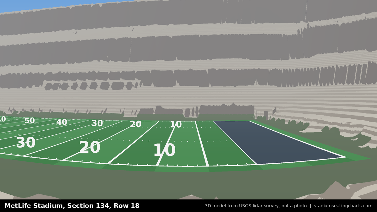 View from MetLife Stadium Section 134, Row 18, looking toward the field