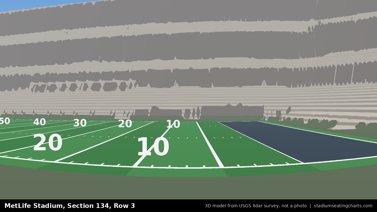 View from MetLife Stadium Section 134, Row 3, looking toward the field