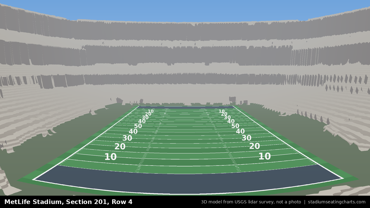 View from MetLife Stadium Section 201, Row 4, looking toward the field