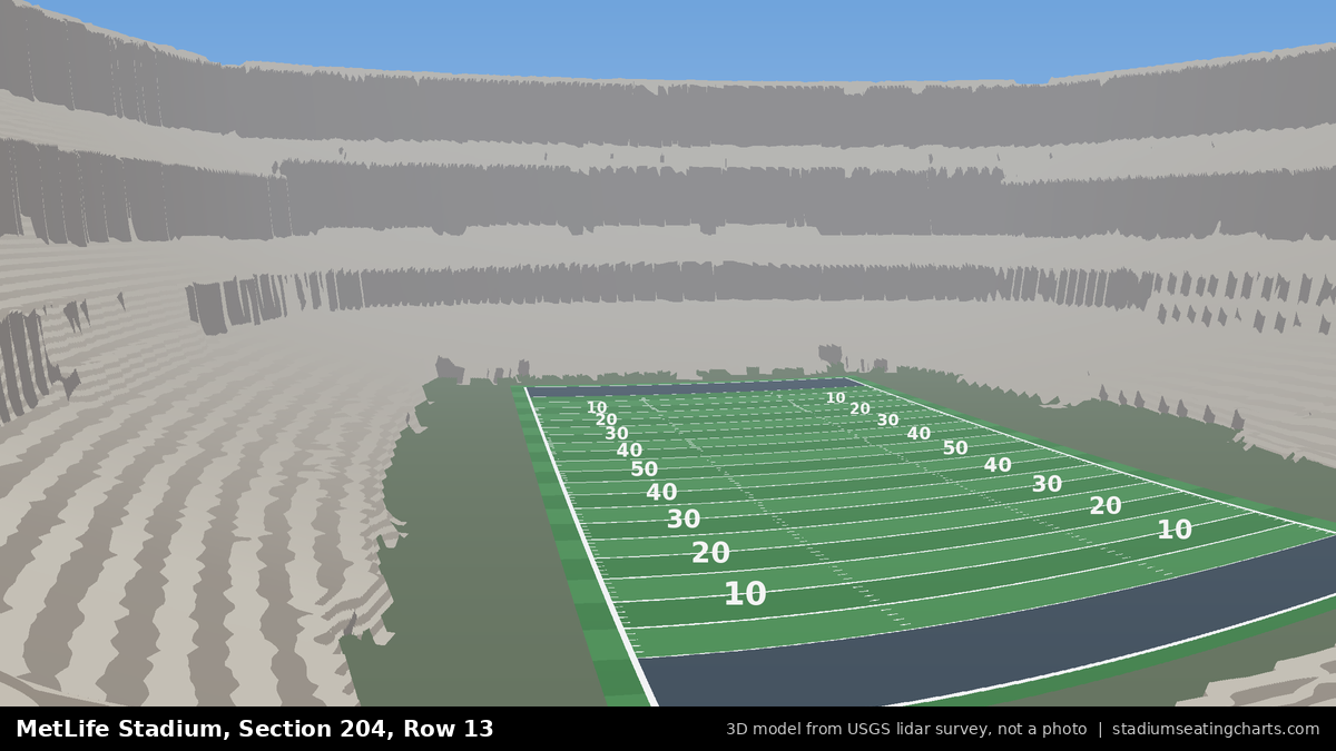 View from MetLife Stadium Section 204, Row 13, looking toward the field