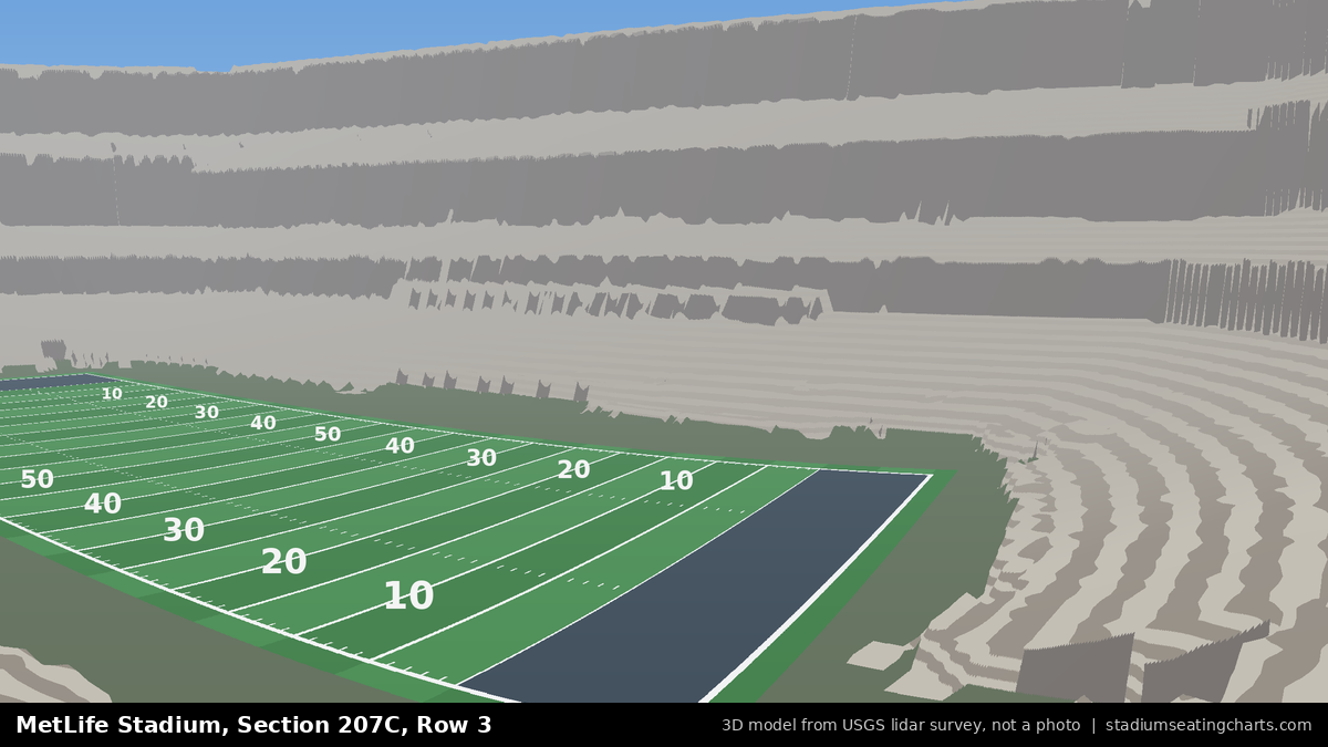 View from MetLife Stadium Section 207C, Row 3, looking toward the field