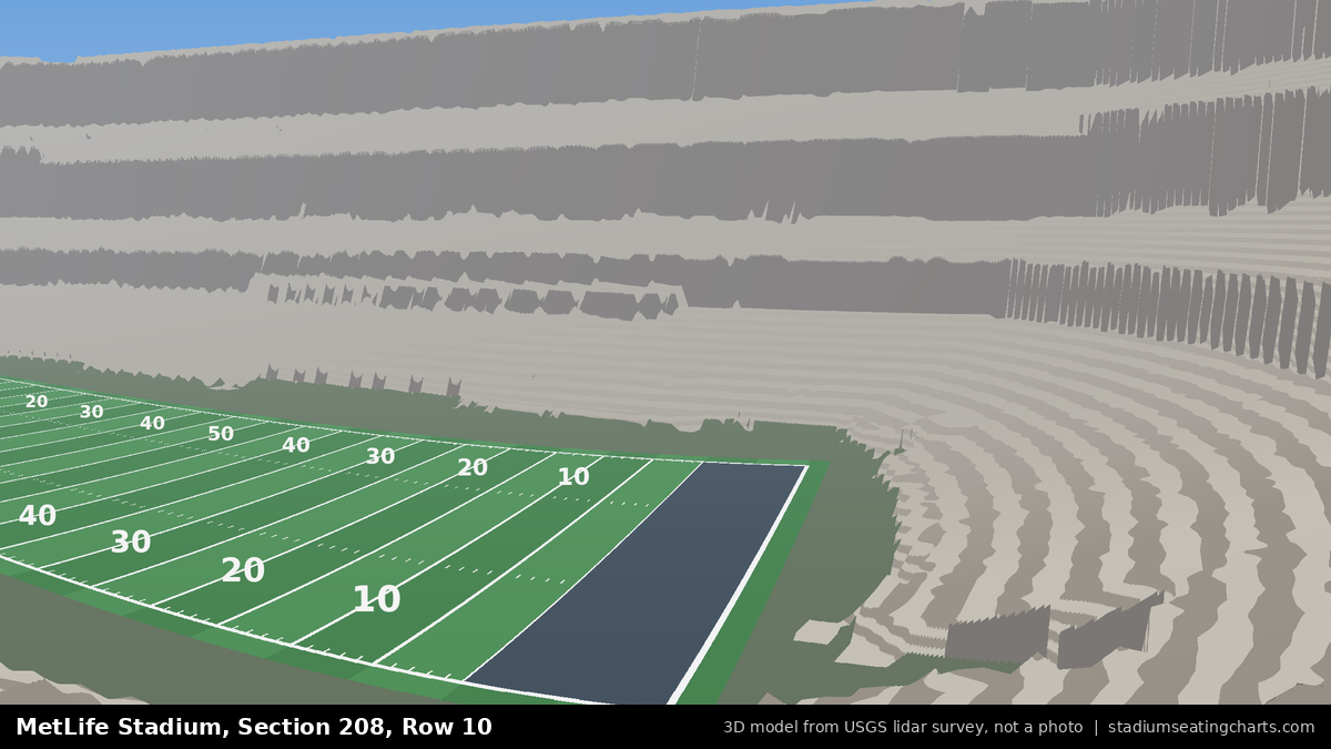 View from MetLife Stadium Section 208, Row 10, looking toward the field