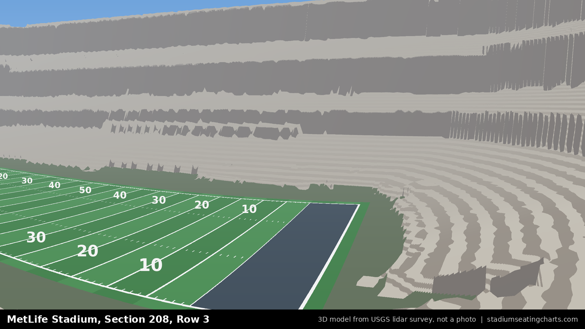 View from MetLife Stadium Section 208, Row 3, looking toward the field