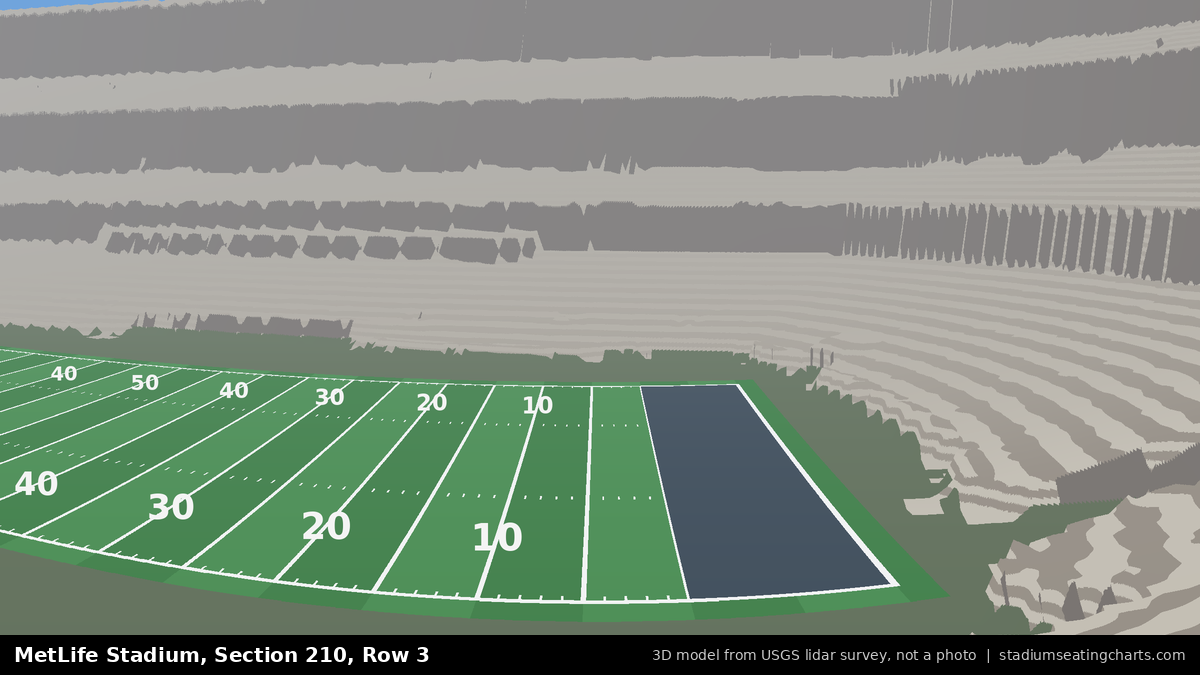 View from MetLife Stadium Section 210, Row 3, looking toward the field