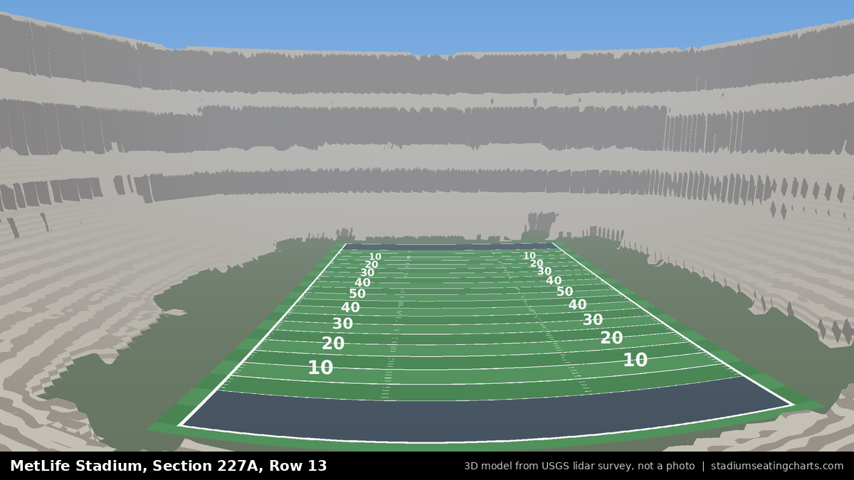 View from MetLife Stadium Section 227A, Row 13, looking toward the field