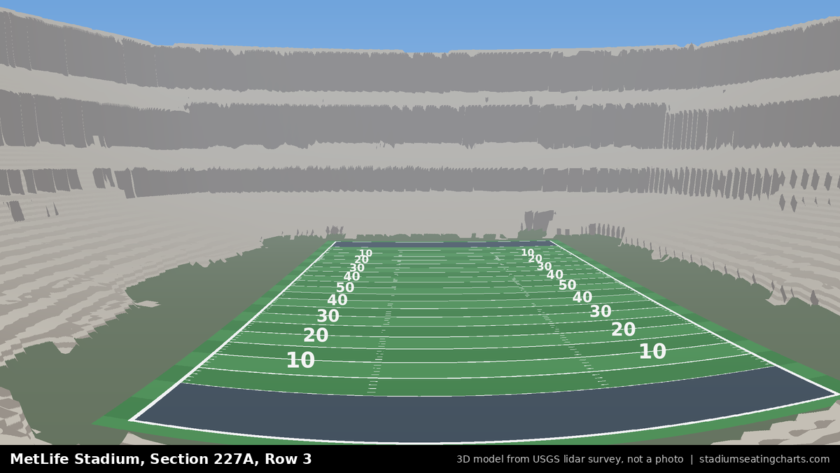 View from MetLife Stadium Section 227A, Row 3, looking toward the field