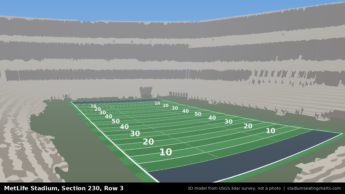View from MetLife Stadium Section 230, Row 3, looking toward the field