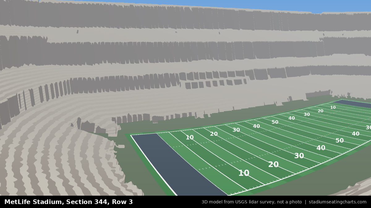 View from MetLife Stadium Section 344, Row 3, looking toward the field