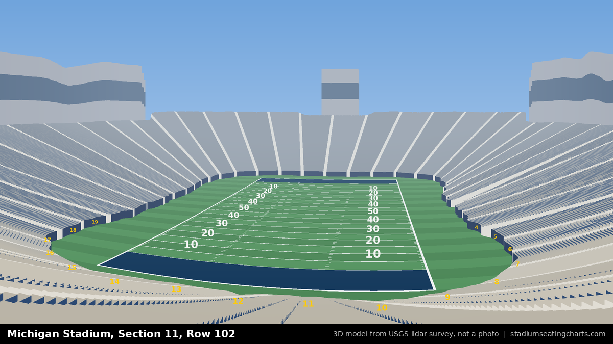View from Michigan Stadium Section 11, Row 102
