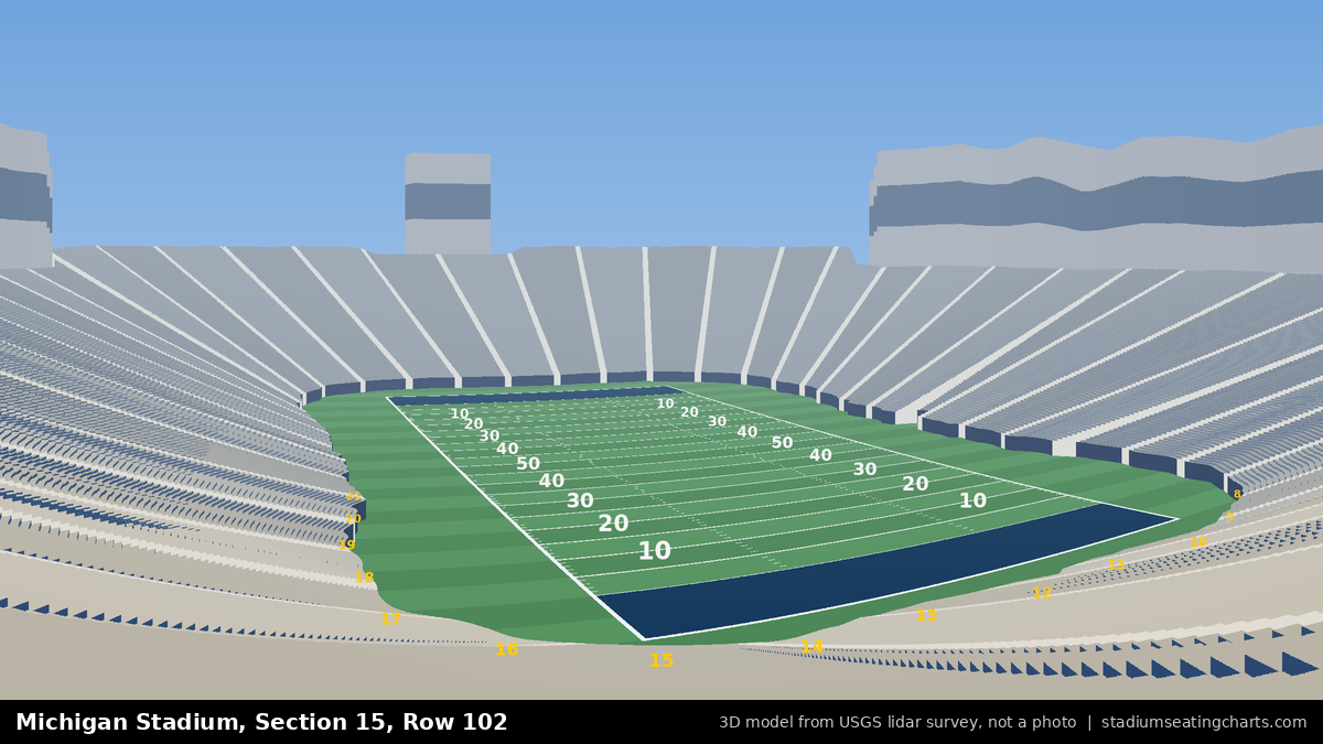 View from Michigan Stadium Section 15, Row 102