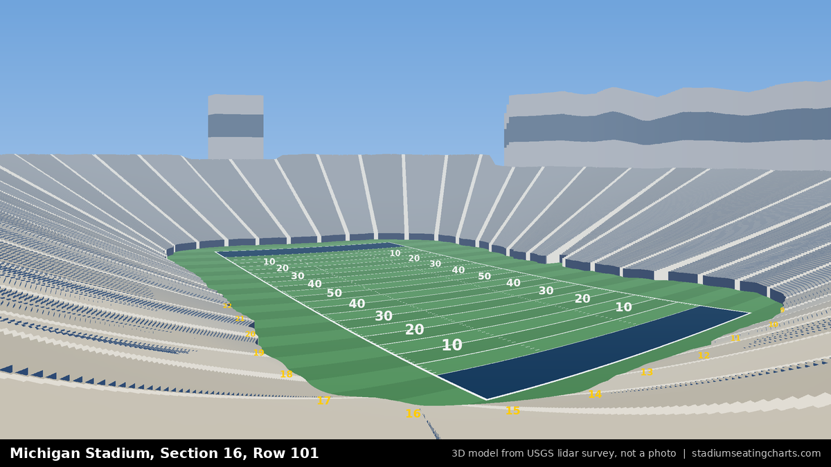 View from Michigan Stadium Section 16, Row 101