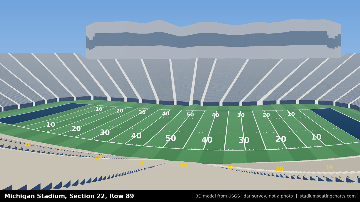 View from Michigan Stadium Section 22, Row 89