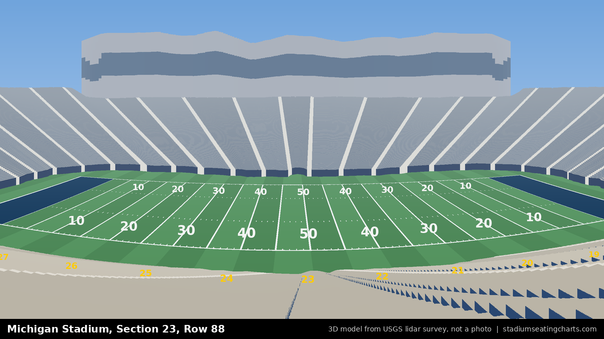 View from Michigan Stadium Section 23, Row 88