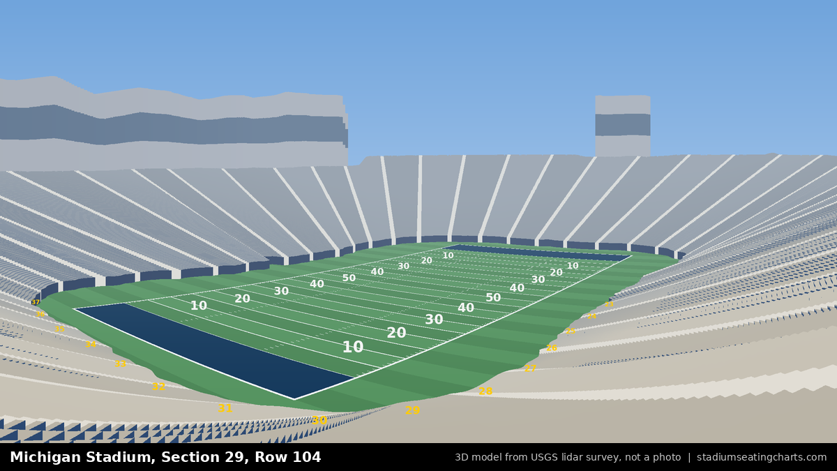 View from Michigan Stadium Section 29, Row 104