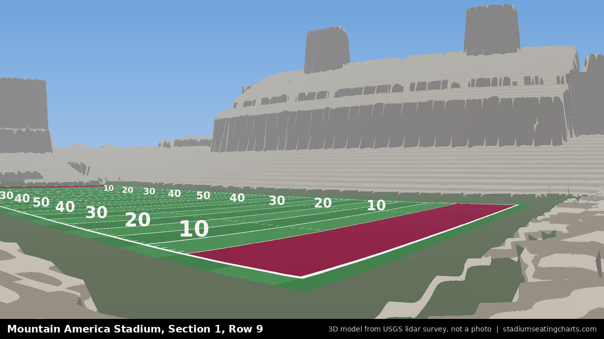 View from Mountain America Stadium Section 1, Row 9, looking toward the field