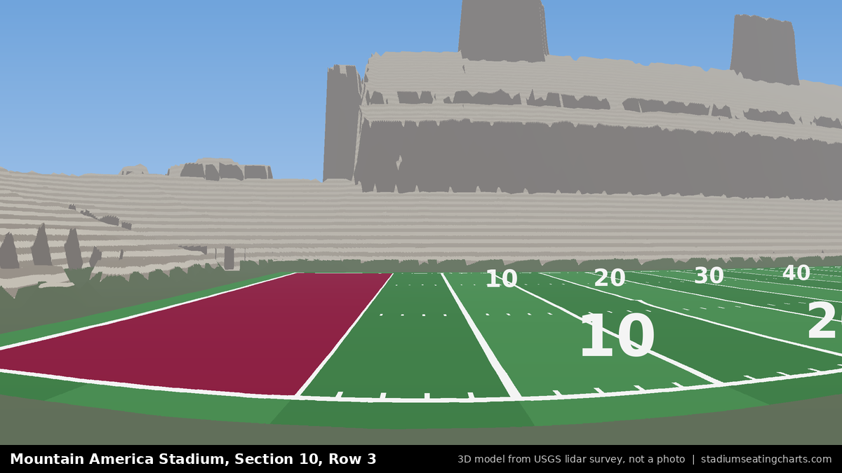 View from Mountain America Stadium Section 10, Row 3, looking toward the field