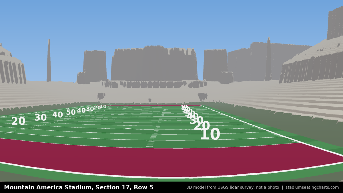 View from Mountain America Stadium Section 17, Row 5, looking toward the field