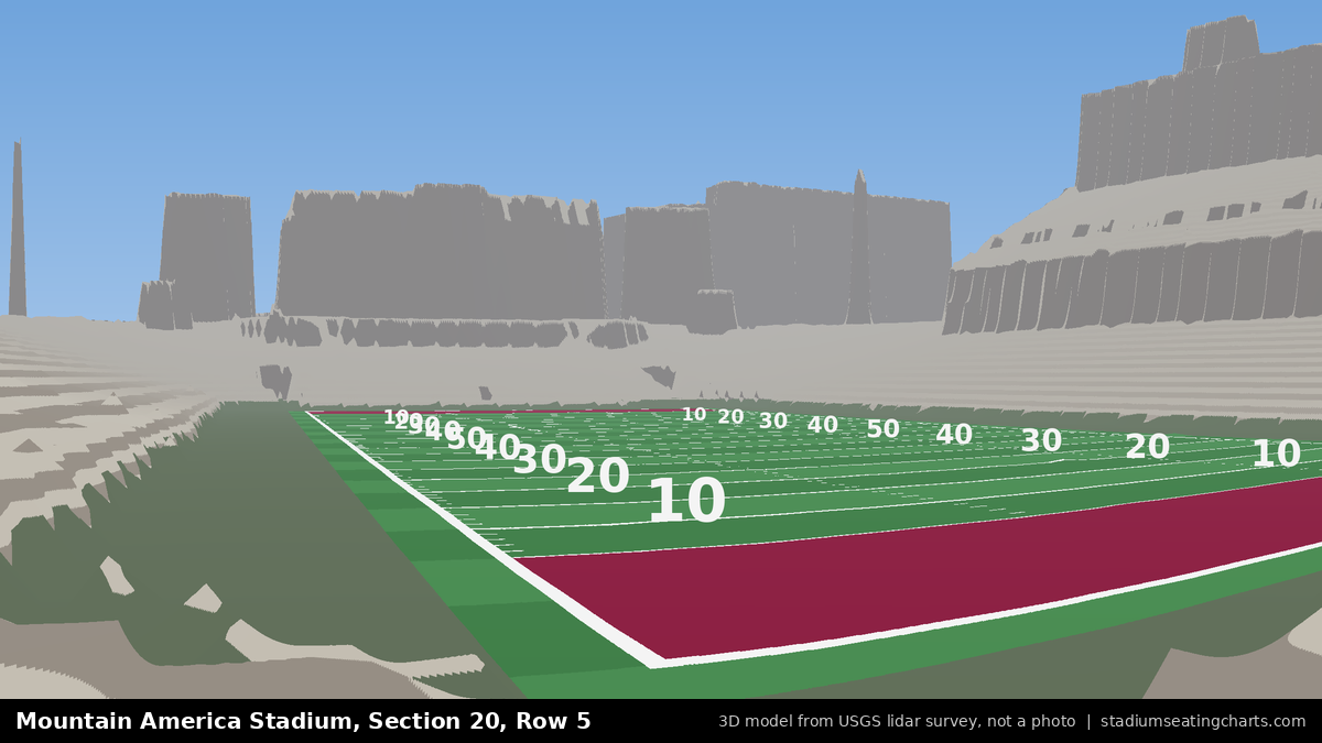 View from Mountain America Stadium Section 20, Row 5, looking toward the field