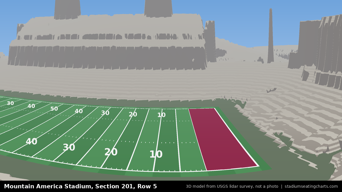 View from Mountain America Stadium Section 201, Row 5, looking toward the field