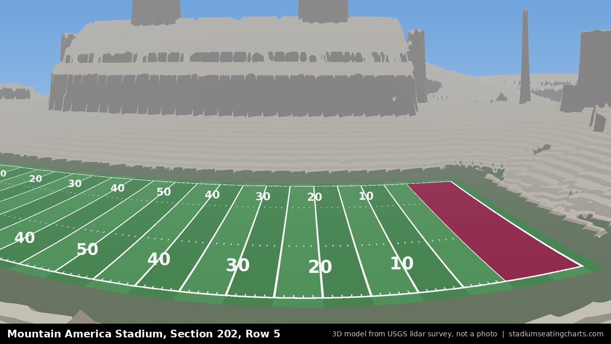 View from Mountain America Stadium Section 202, Row 5, looking toward the field