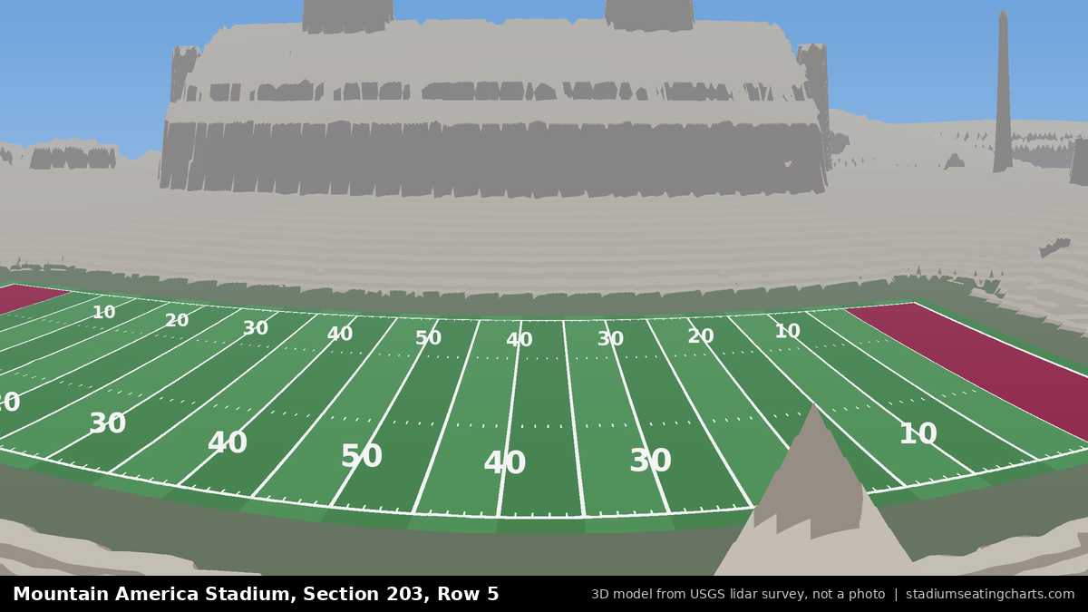 View from Mountain America Stadium Section 203, Row 5, looking toward the field