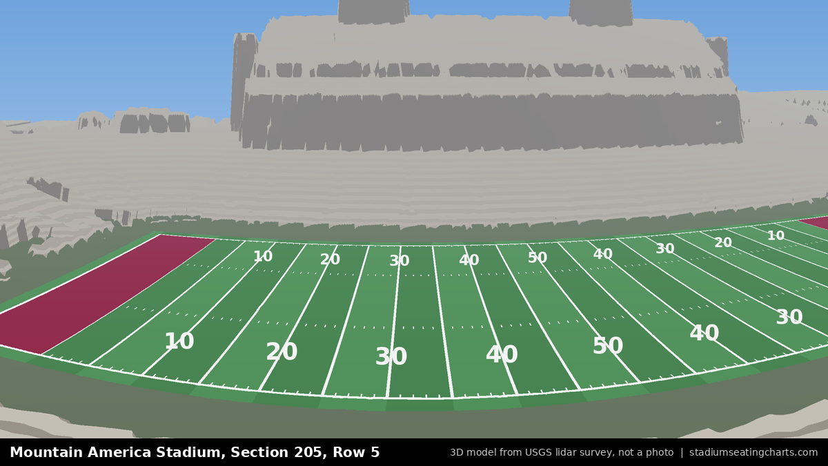 View from Mountain America Stadium Section 205, Row 5, looking toward the field