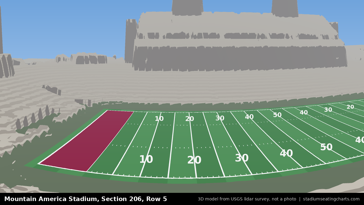 View from Mountain America Stadium Section 206, Row 5, looking toward the field
