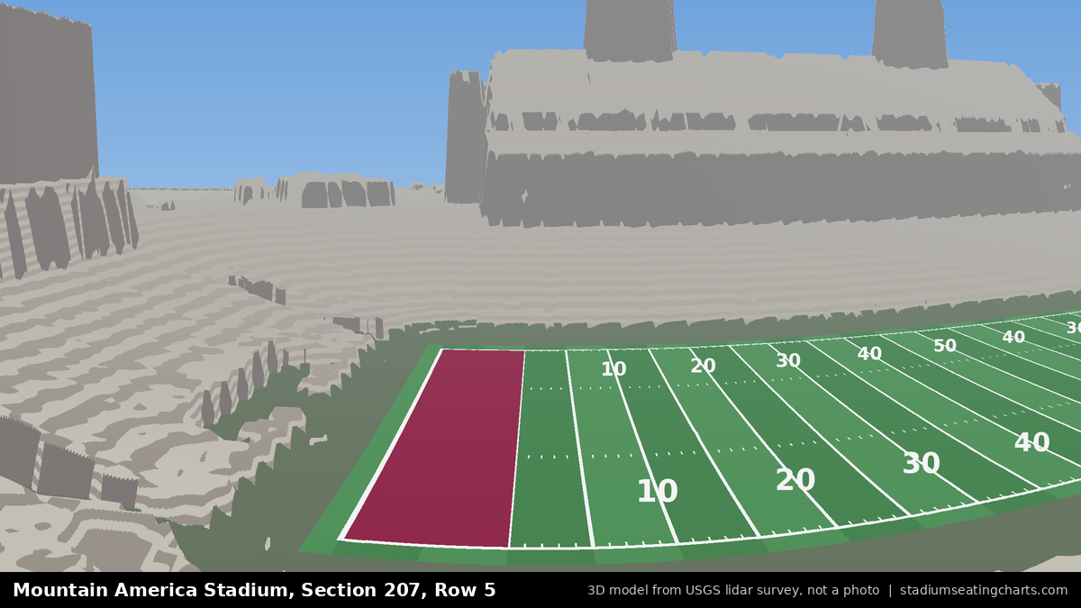 View from Mountain America Stadium Section 207, Row 5, looking toward the field