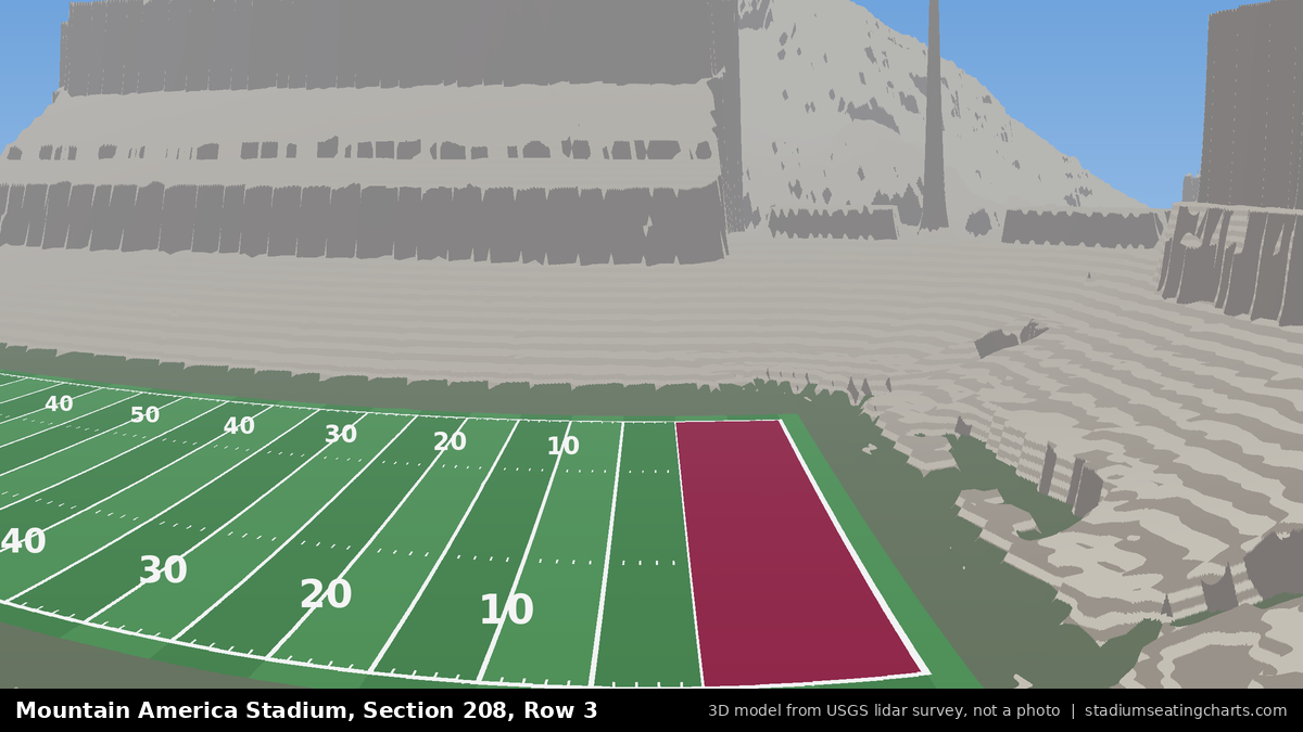 View from Mountain America Stadium Section 208, Row 3, looking toward the field
