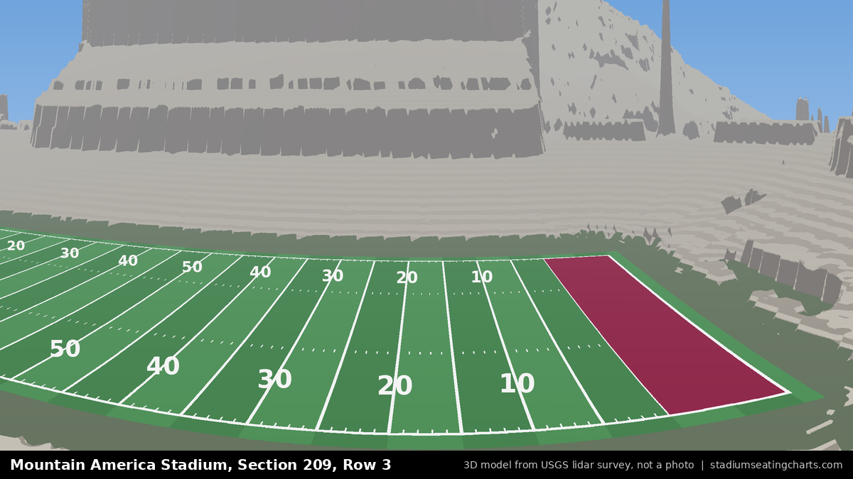 View from Mountain America Stadium Section 209, Row 3, looking toward the field