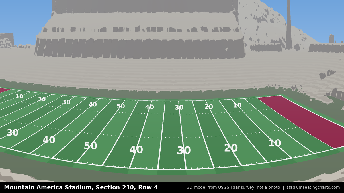 View from Mountain America Stadium Section 210, Row 4, looking toward the field
