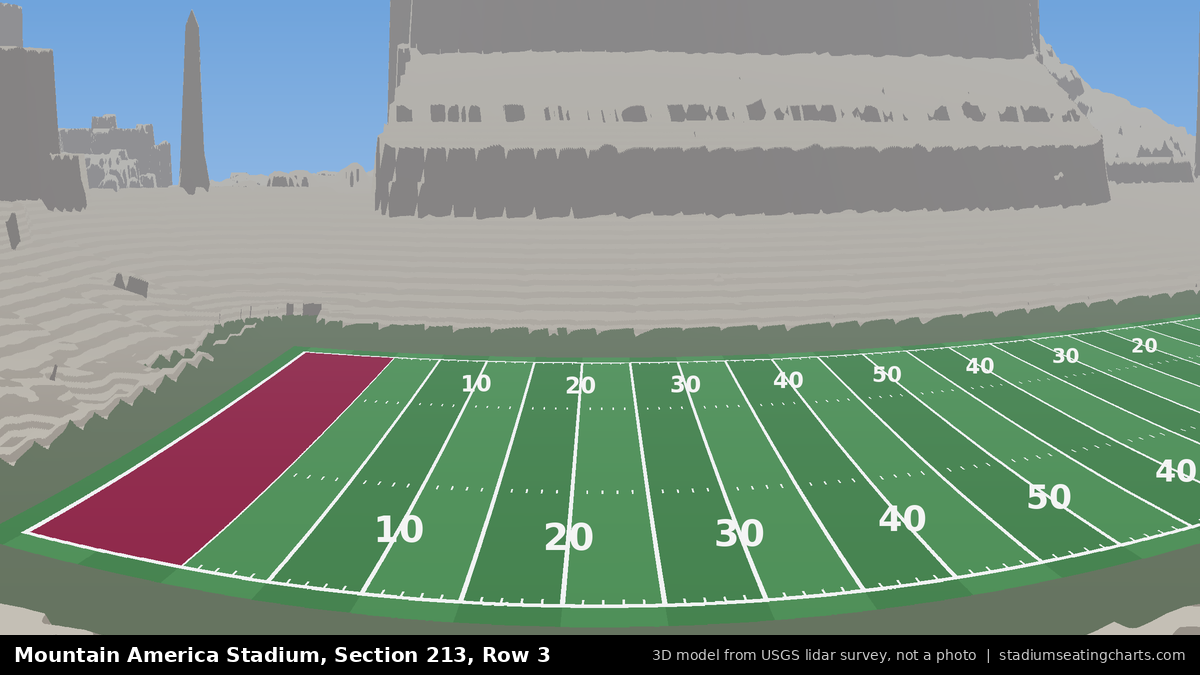 View from Mountain America Stadium Section 213, Row 3, looking toward the field