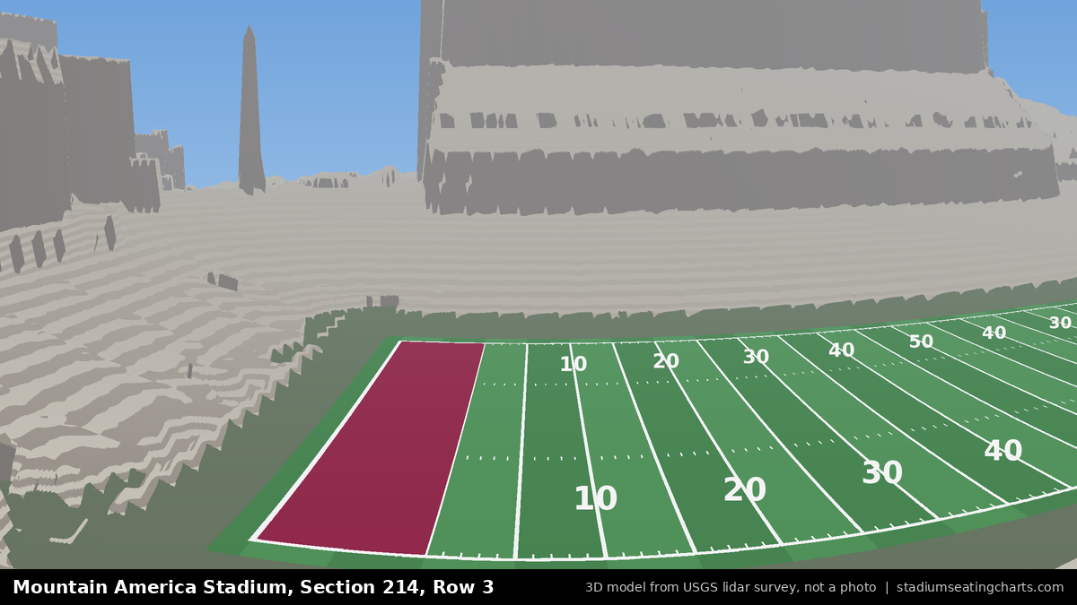 View from Mountain America Stadium Section 214, Row 3, looking toward the field