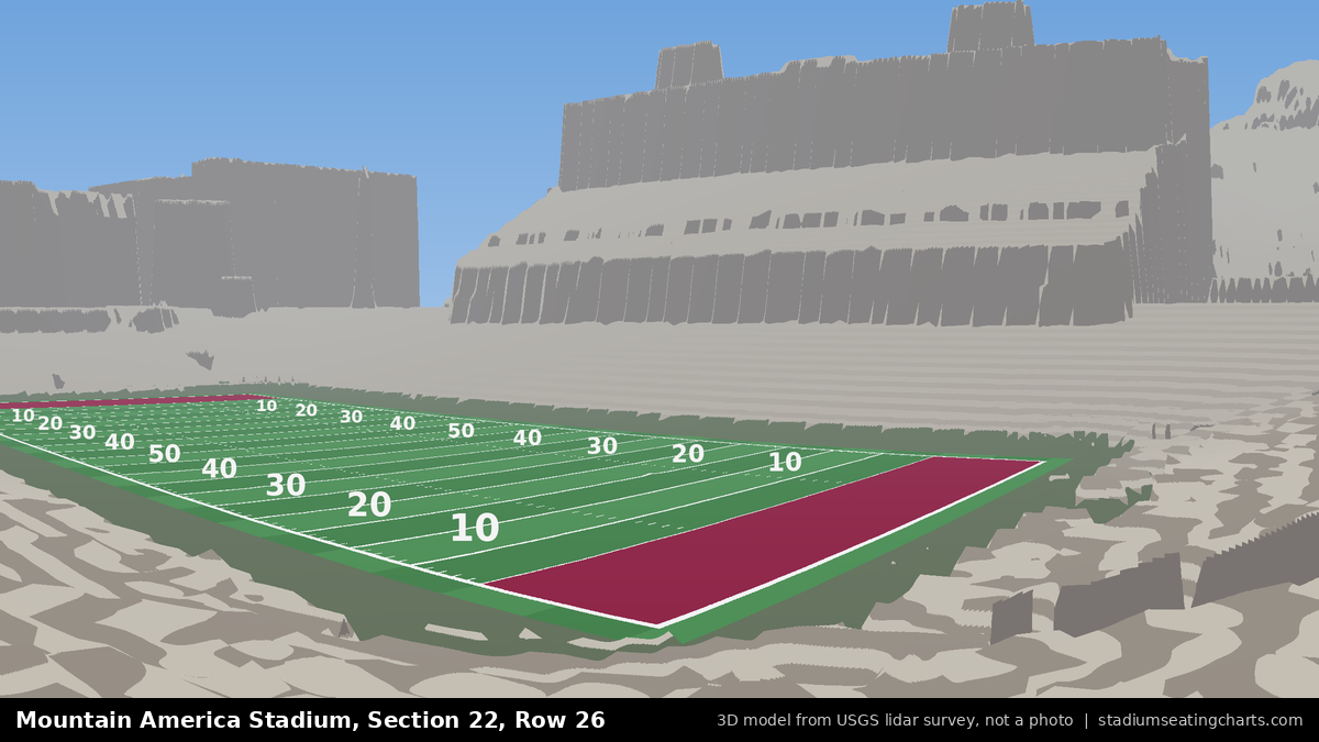 View from Mountain America Stadium Section 22, Row 26, looking toward the field