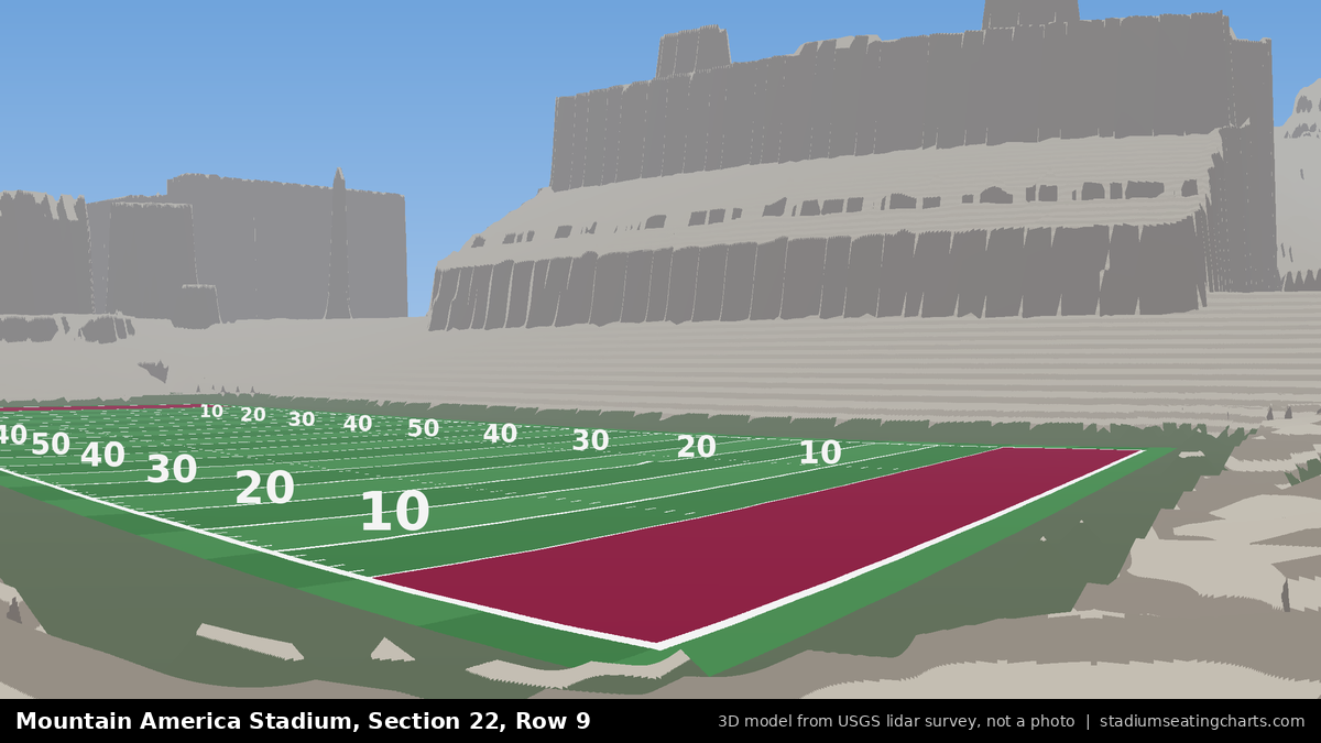 View from Mountain America Stadium Section 22, Row 9, looking toward the field