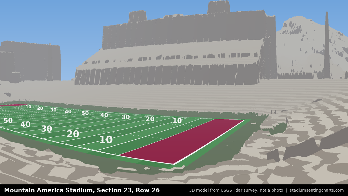 View from Mountain America Stadium Section 23, Row 26, looking toward the field