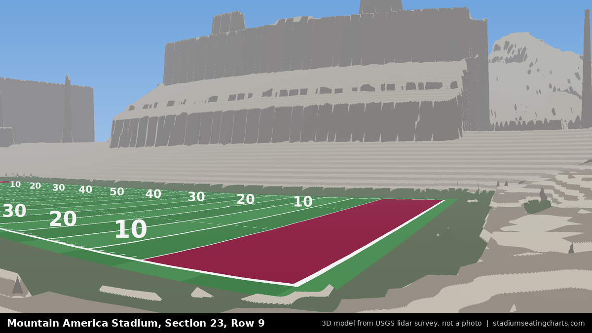 View from Mountain America Stadium Section 23, Row 9, looking toward the field