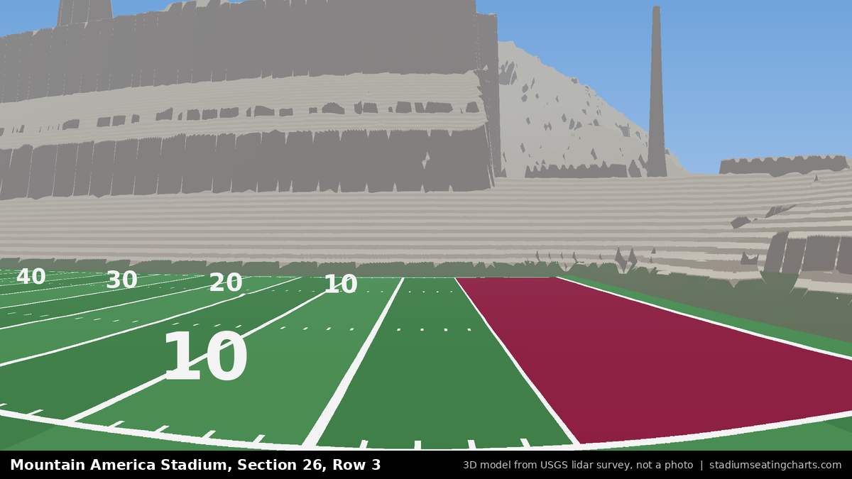 View from Mountain America Stadium Section 26, Row 3, looking toward the field