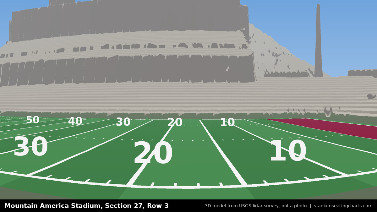 View from Mountain America Stadium Section 27, Row 3, looking toward the field