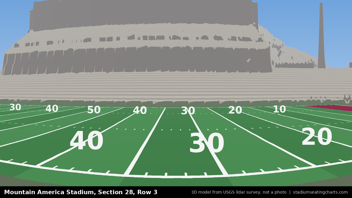 View from Mountain America Stadium Section 28, Row 3, looking toward the field