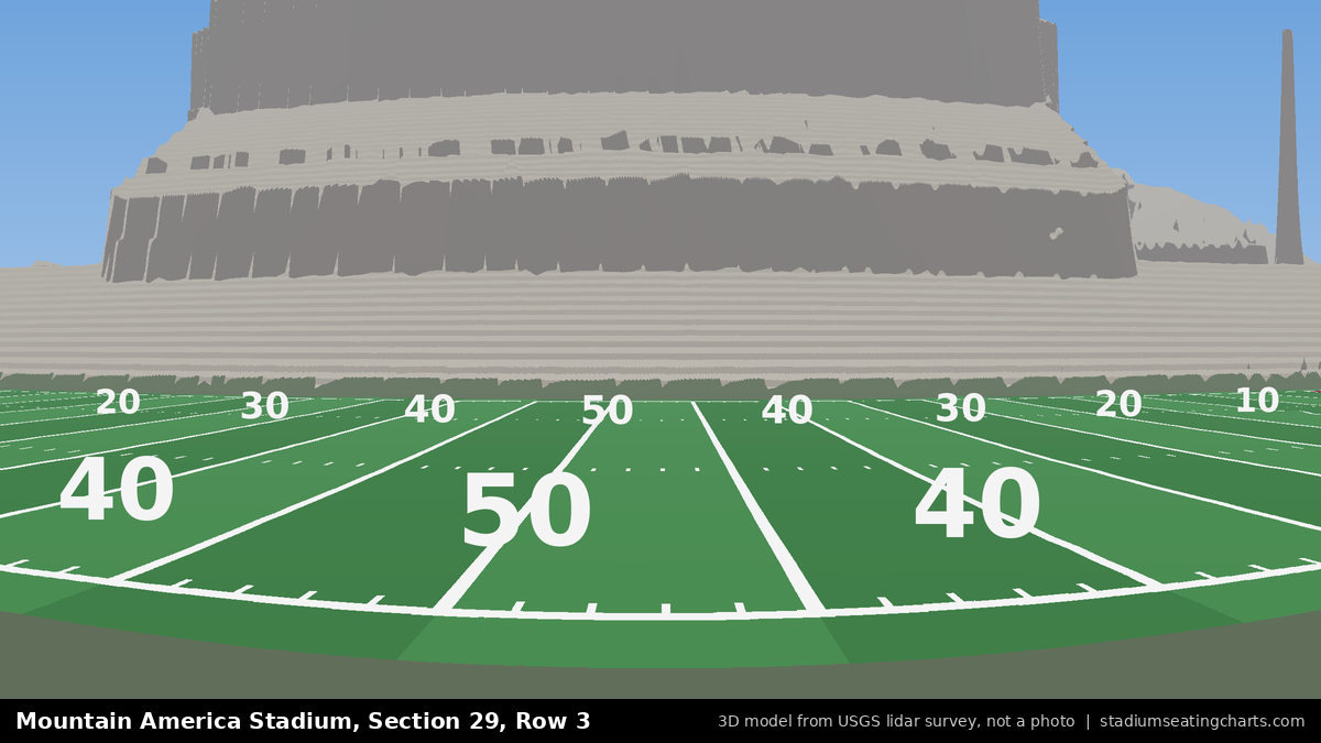 View from Mountain America Stadium Section 29, Row 3, looking toward the field