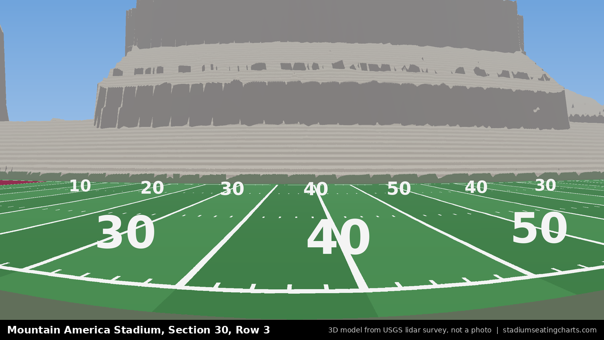 View from Mountain America Stadium Section 30, Row 3, looking toward the field