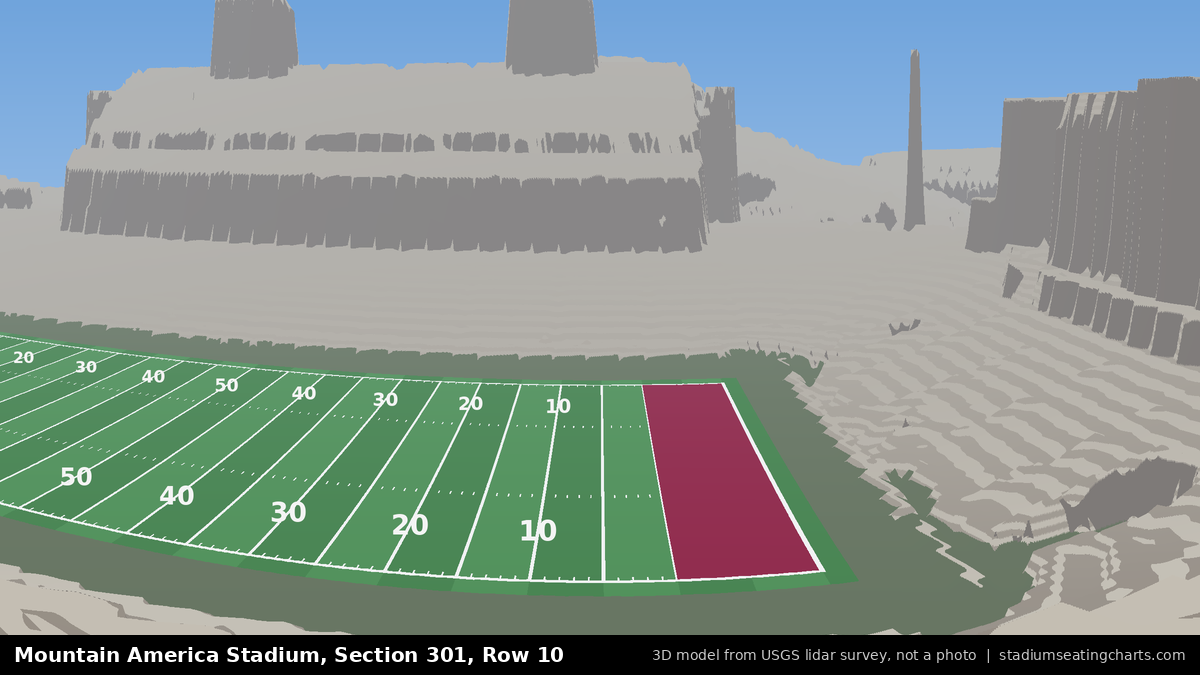 View from Mountain America Stadium Section 301, Row 10, looking toward the field