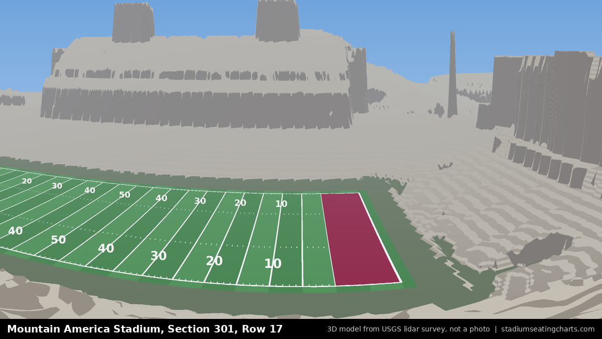 View from Mountain America Stadium Section 301, Row 17, looking toward the field