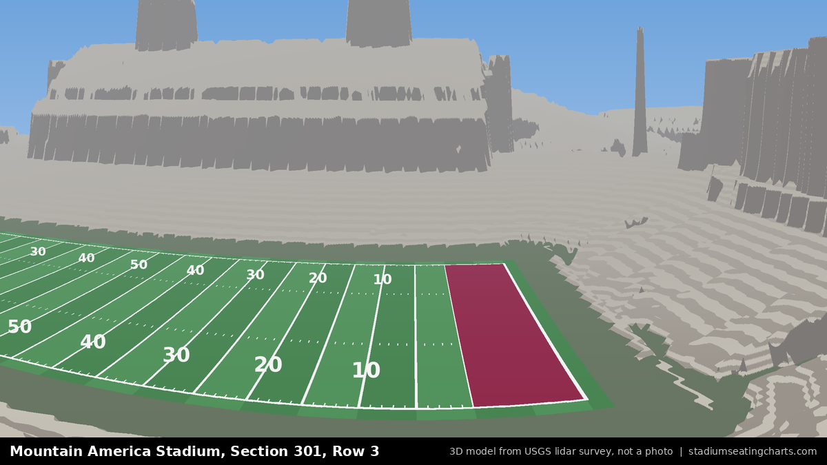 View from Mountain America Stadium Section 301, Row 3, looking toward the field