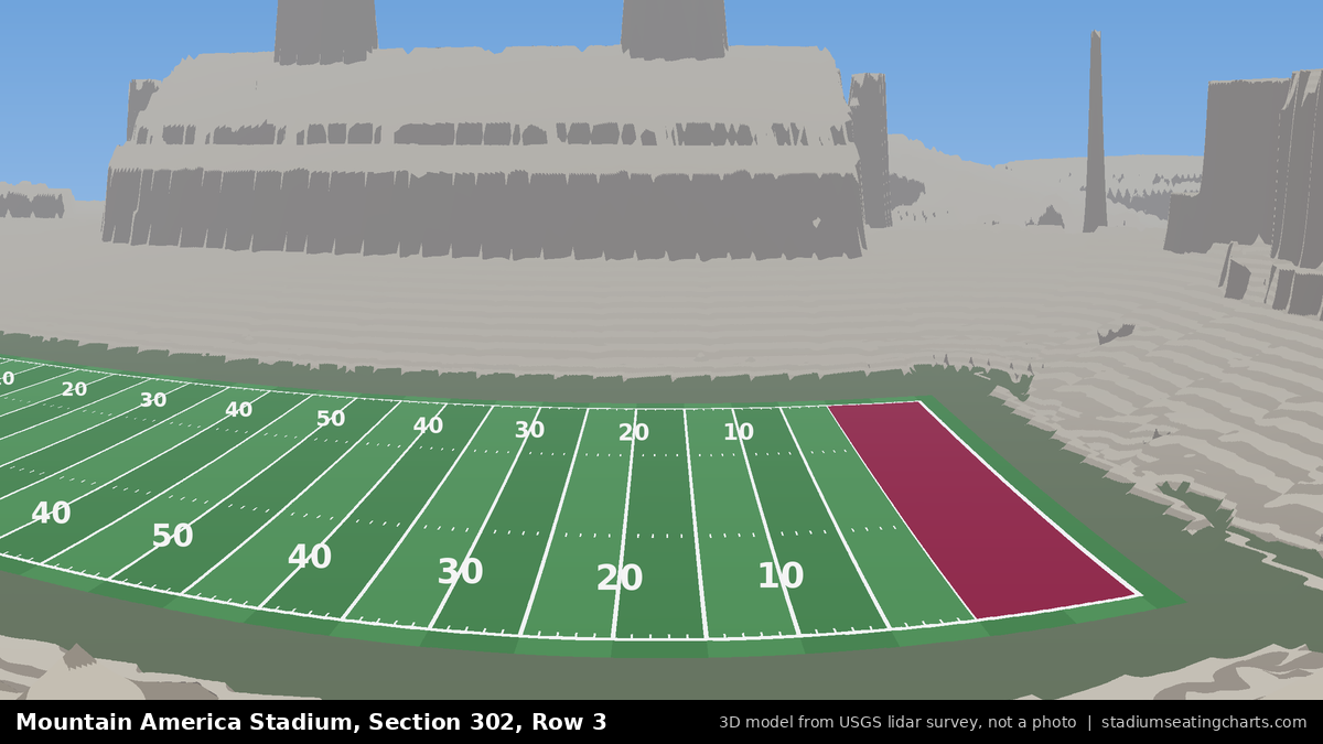 View from Mountain America Stadium Section 302, Row 3, looking toward the field