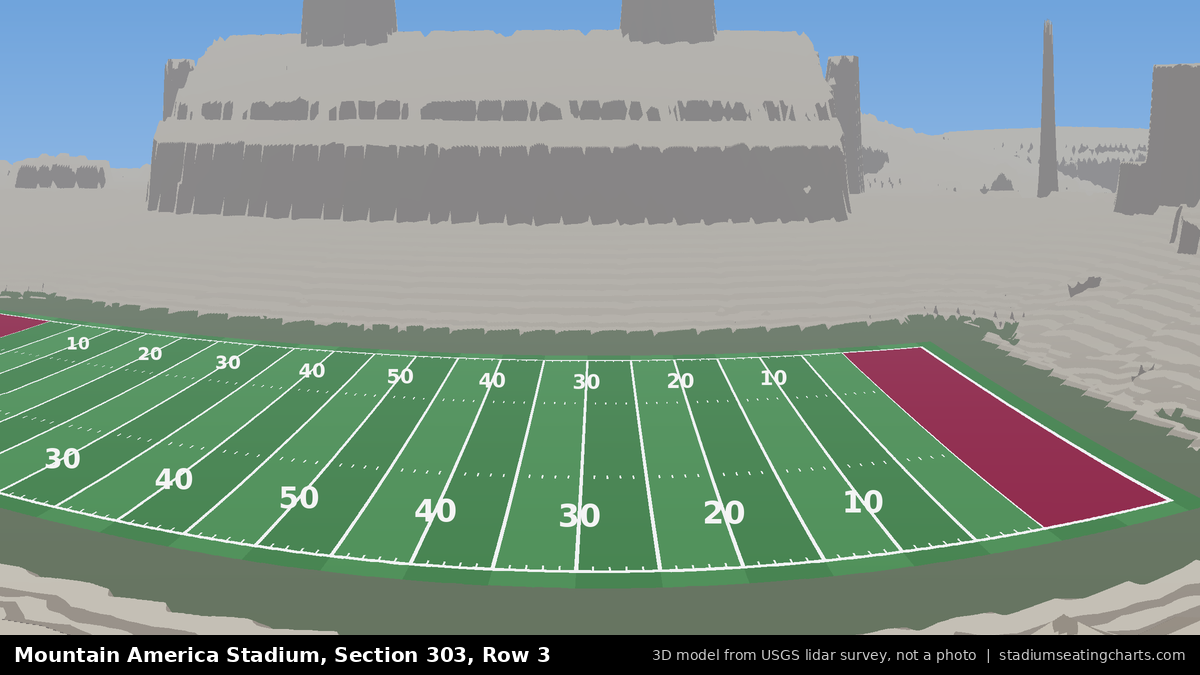 View from Mountain America Stadium Section 303, Row 3, looking toward the field