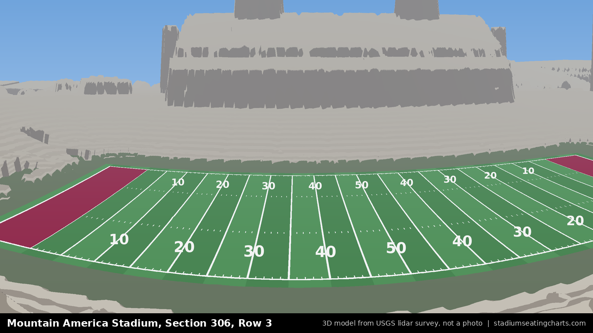 View from Mountain America Stadium Section 306, Row 3, looking toward the field