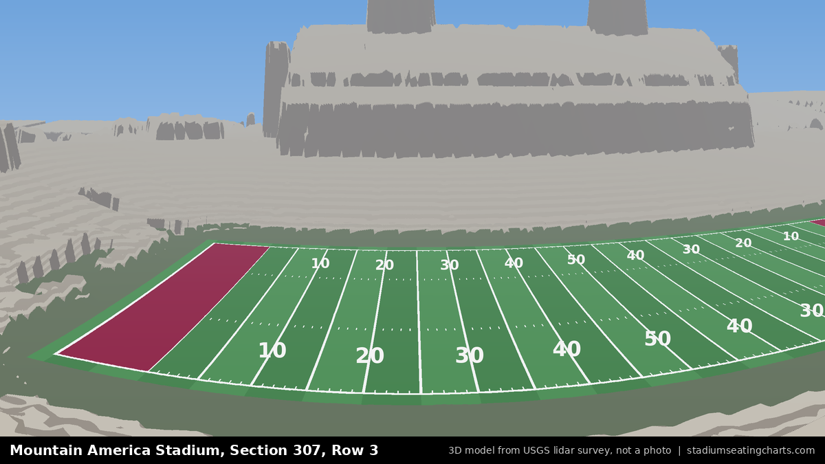 View from Mountain America Stadium Section 307, Row 3, looking toward the field
