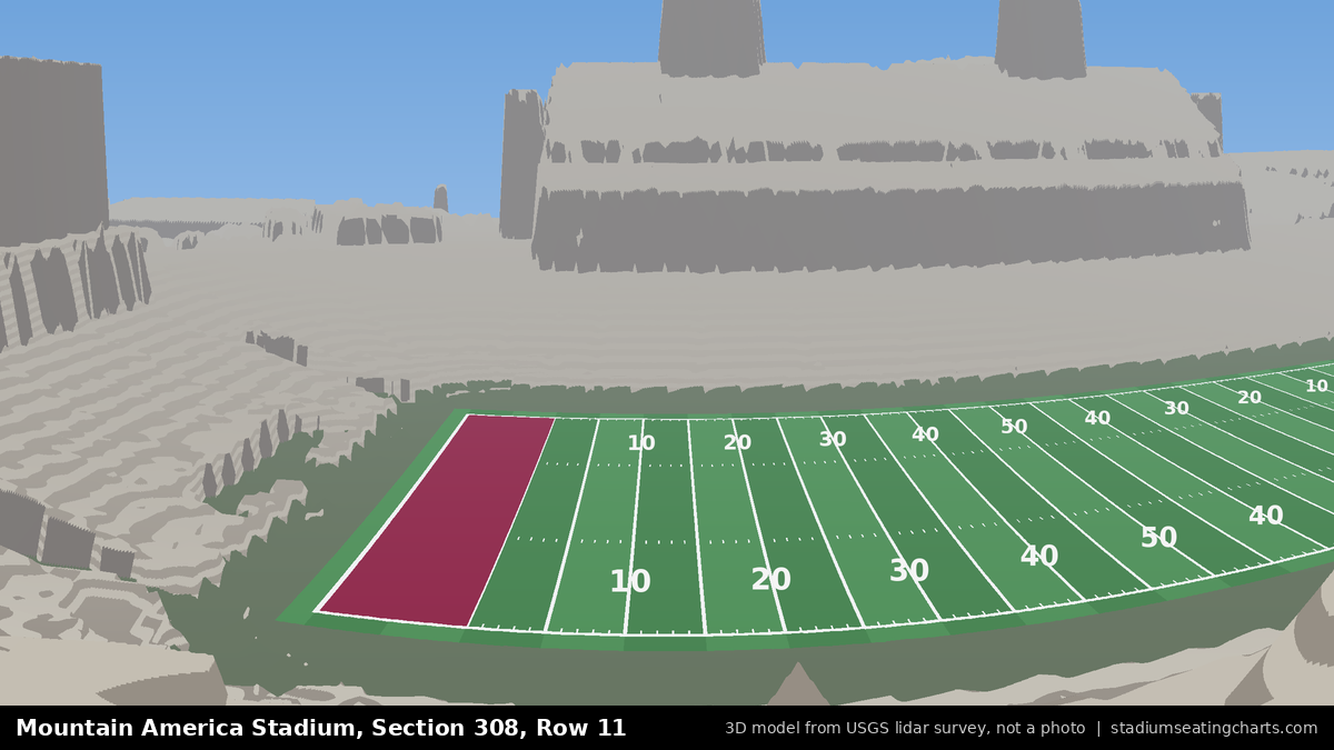 View from Mountain America Stadium Section 308, Row 11, looking toward the field